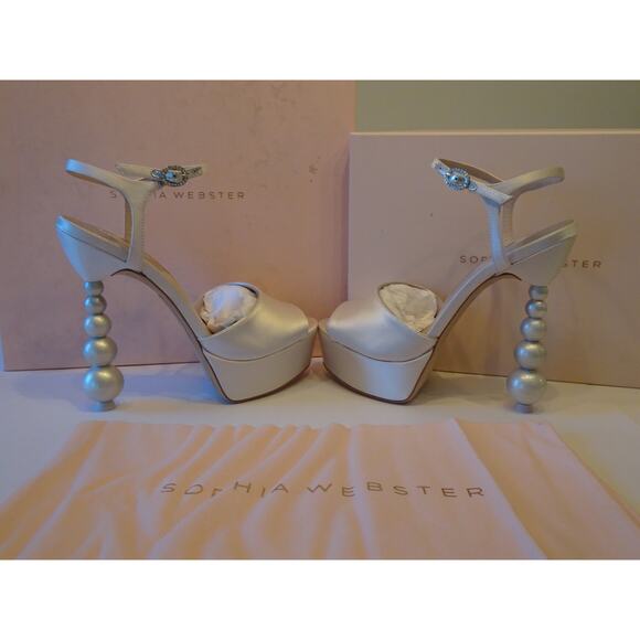 Sophia Webster Women's Cream Perla Pearl Crystal Platform Sandals 38 NIB 770 - Picture 5 of 11